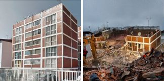 Before and after: there was no paperwork for this apartment building in Coyoacán.