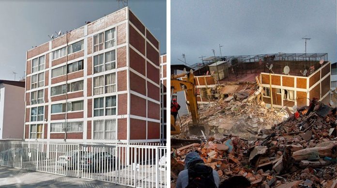 Before and after: there was no paperwork for this apartment building in Coyoacán.