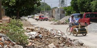There is still earthquake rubble in the streets of Juchitán, Oaxaca.