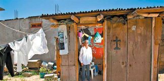 Castillo in his makeshift home.