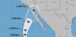 Hurricane Rosa's forecast track.