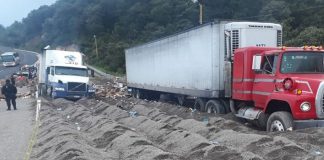 The two trucks on the emergency ramp.