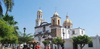 The church in Comala's central square.