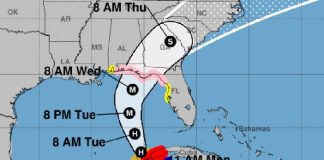 Hurricane Michael's position at 11:00am EDT.