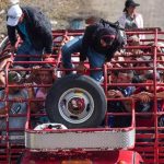 Migrants squeeze into the back of a truck in Chiapas.