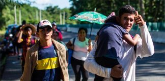 Migrants on the march in Mexico.