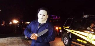 'Michael Myers' in Mérida yesterday.