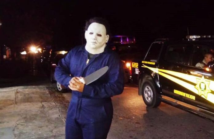 'Michael Myers' in Mérida yesterday.