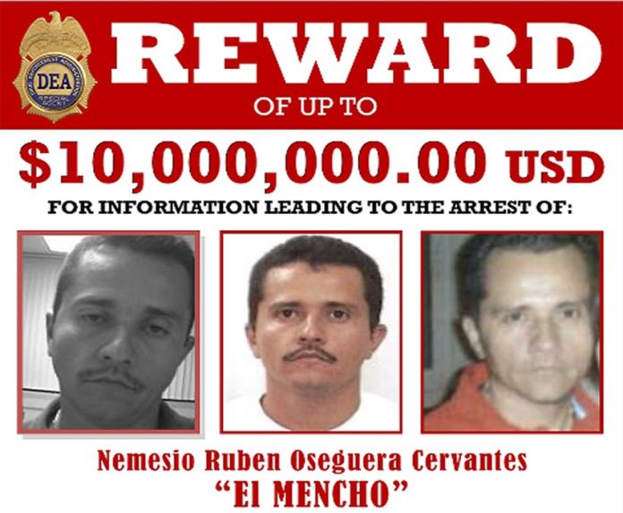 The reward poster for the Jalisco cartel leader.