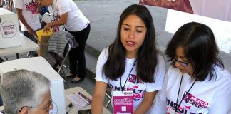A polling station in Puebla for the airport vote.