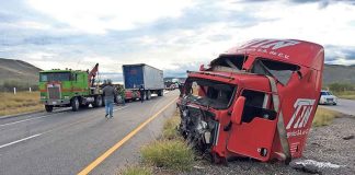 Wreckage of the semi after accident in Chihuahua.