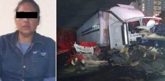 Driver Ana N. and her semi after last week's accident.