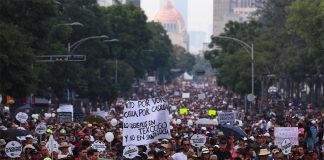 Over 5,000 marched yesterday in Mexico City.