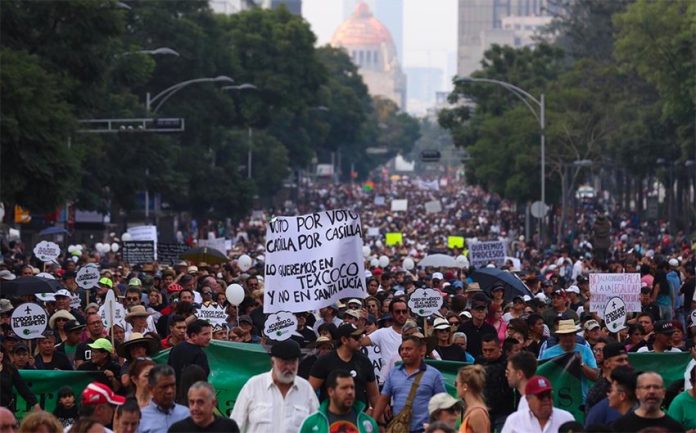 Over 5,000 marched yesterday in Mexico City.