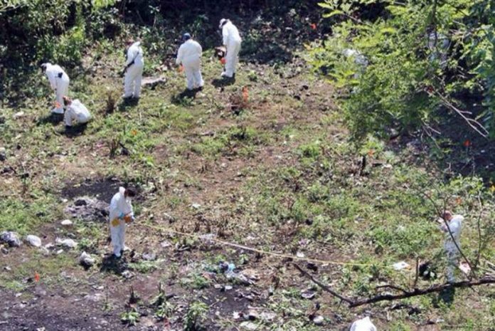 Investigators at the Cocula dump, where students' bodies might or might not have been burned.