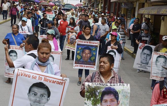 An Ayotzinapa protest march