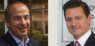 Calderón, left, and Peña Nieto accepted bribes from cartel, lawyer alleges.