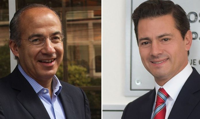 Calderón, left, and Peña Nieto accepted bribes from cartel, lawyer alleges.