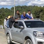 Part of Saturday's convoy of displaced persons in Guerrero.