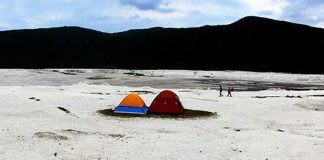 Campers inside the crater at Parangueo.