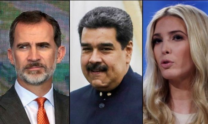 AMLO's guests on Saturday include, from left, the king of Spain, Venezuela's Maduro and US presidential advisor Ivanka Trump.