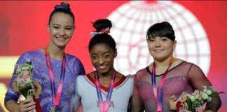 Moreno, right, on the podium today in Qatar.