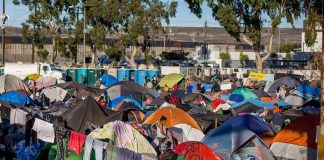 Migrants' camp in Tijuana.
