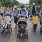 Migrants on the road in Veracruz.
