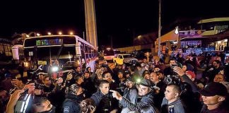 Anti-migrant demonstrators in Tijuana.
