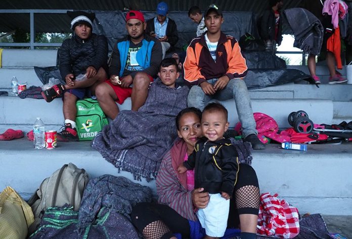 Mexico City welcomes migrants by preparing a shelter in Iztacalco sports stadium.