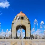 Fountains in front of the Monument to the Revolution in Mexico City.