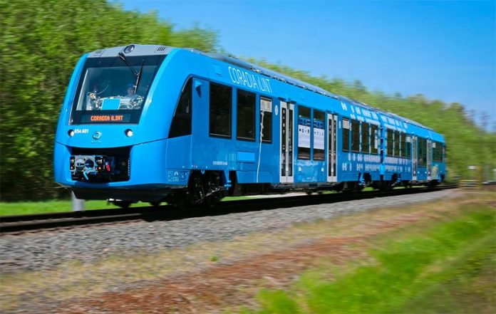 The hydrogen-powered train now operating in Germany.