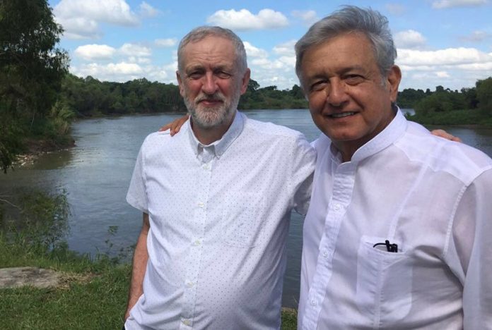 Corbyn, left, with AMLO in Tabasco two years ago.