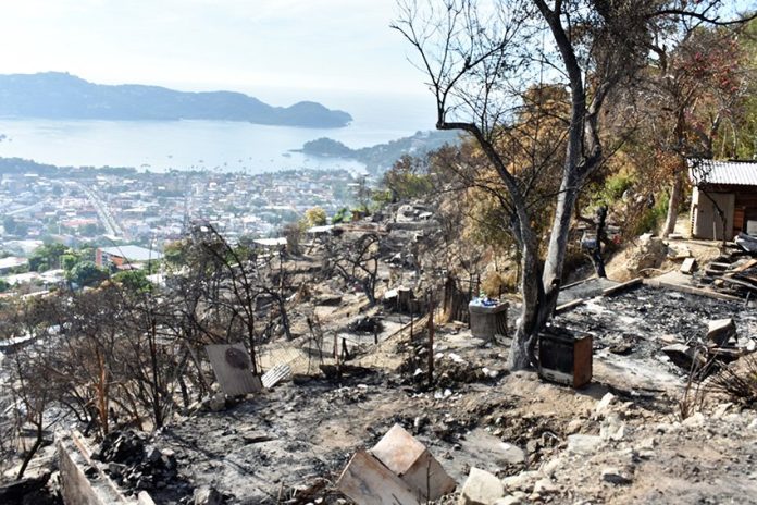 Devastation left by last week's fire in Zihuatanejo.