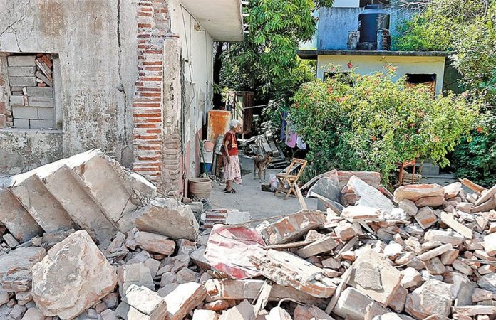 Earthquake damage in Oaxaca.