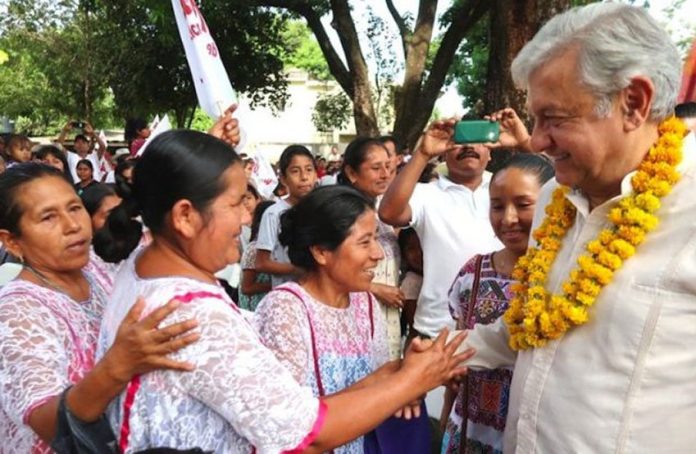 AMLO gets a warm welcome while visiting an indigenous community.