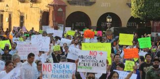 A protest held earlier this year against parking meters in San Miguel.