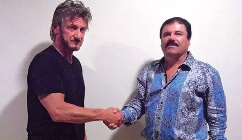 Penn, left, and Guzmán at a meeting in 2015.