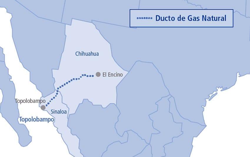 Route of the El Encino-Topolobampo pipeline.