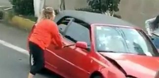 This driver was clearly unhappy after a collision on Mexico City.