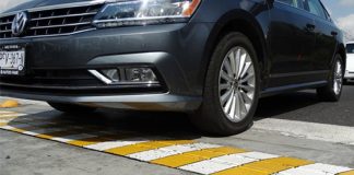 The intelligent speed bump in its inactivated position.