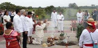 Yesterday's ceremony in Chiapas to seek permission to build train.