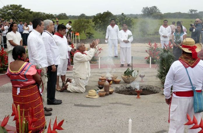 Yesterday's ceremony in Chiapas to seek permission to build train.