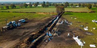 The site of Friday's explosion in Hidalgo.