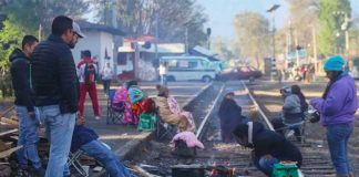 One of the rail blockades in Michoacán.