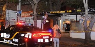 Police at a crime scene in Mexico City.