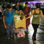 Migrants begin their long northward trek from Honduras last night.