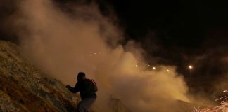 Tear gas at the border yesterday.