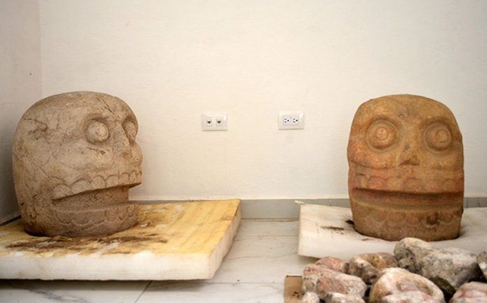 Two sculptures at a newly-discovered temple.