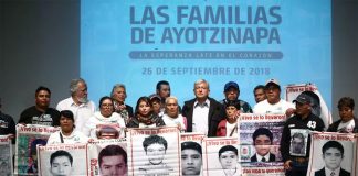 President López Obrador with the families of the 43 students who went missing in 2014 in Guerrero